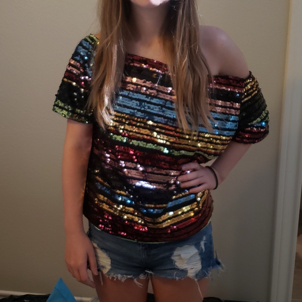 Sequin off-shoulder top,  medium